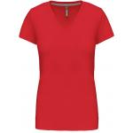 Dámske tričko Kariban V-neck s krátkym rukávom - červené