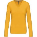 Dámske tričko Kariban dlhý rukáv V-neck - žlté