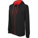 Dámska mikina Kariban Contrast Hooded Sweatshirt - čierna-červená