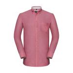 Košeľa pánska Rusell Collection s dl. ruk.Tailored Washed Oxford - červená