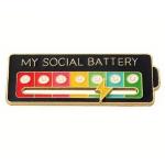 Odznak (pins) My Social Battery 6 x 2,5 cm - čierny