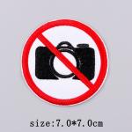 Nášivka nažehľovací symbol Zákaz fotografovania 7 cm - biela-červená
