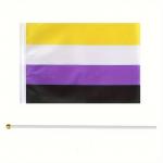 Vlajka LGBT Nebinárna 14 x 21 cm na tyčke