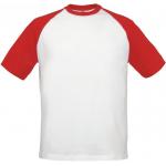Pánske tričko B&C Base-Ball - biele-červené