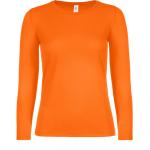 Dámske tričko B&C E150 dlhý rukáv - oranžové
