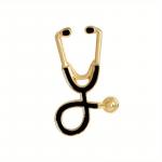 Odznak (pins) Stetoskop 2,6 x 1,5 cm - černý-zlatý
