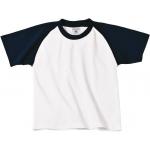 Detské tričko B&C Base-Ball - biele-navy