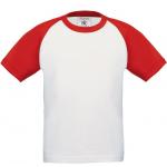Dětské tričko B&C Base-Ball - bílé-červené