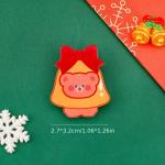 Odznak (pins) Vianoce Zvonček s medveďom 3,2 x 2,7 cm - žltý-červený