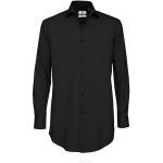 Pánska popelínová košeľa B&C Black Tie s dlhým rukávom - čierna