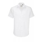Pánska elastická popelínová košeľa B&C Black Tie s krátkym rukávom - biela