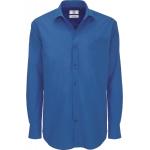 Pánská popelínová košile B&C Heritage s dlouhým rukávem - modrá