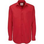 Pánská popelínová košile B&C Heritage s dlouhým rukávem - červená