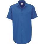 Pánská popelínová košile B&C Heritage s krátkým rukávem - modrá