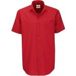 Pánska popelínová košeľa B&C Heritage s krátkym rukávom - červená