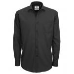 Pánská košile ze smíšeného popelínu B&C Smart s dlouhým rukávem - černá