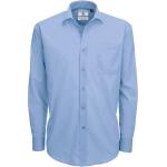 Pánska košeľa zo zmiešaného popelínu B&C Smart s dlhým rukávom - modrá