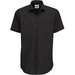 Pánská košile ze smíšeného popelínu B&C Smart s krátkým rukávem - černá