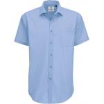 Pánská košile ze smíšeného popelínu B&C Smart s krátkým rukávem - modrá