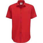 Pánská košile ze smíšeného popelínu B&C Smart s krátkým rukávem - červená