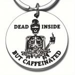 Prívesok na kľúče Dead Inside But Caffeinated - strieborný