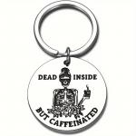 Přívěsek na klíče Dead Inside But Caffeinated - stříbrný