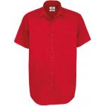 Pánská keprová košile B&C Sharp s krátkým rukávem - tmavě červená