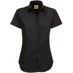 Dámska keprová košeľa B&C Sharp s krátkym rukávom - čierna