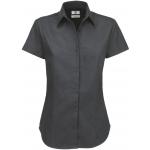Dámska keprová košeľa B&C Sharp s krátkym rukávom - tmavo sivá