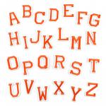 Sada 26 nažehlovacích nášivek s písmeny 5 cm - oranžová-bílá