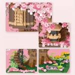 Stavebnice ve tvaru květiny Sakura Tree House - růžová-hnědá