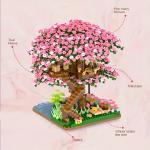 Stavebnice ve tvaru květiny Sakura Tree House - růžová-hnědá