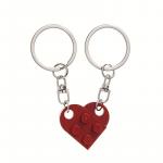 Přívěsek na klíče Srdce 1 pár - červený-stříbrný