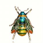 Brošňa (odznak) Farebná včela 3,5 x 2,6 cm - zelená