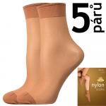 Ponožky dámske silonkové Lady B NYLON socks 20 DEN 5 párov - svetlo hnedé