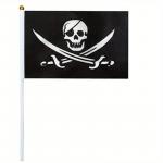 Vlajka pirátska Kostra a prekrížené meče 14 x 21 cm na plastovej tyčke