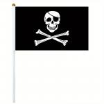 Vlajka pirátska Kostra a kosti 14 x 21 cm na plastovej tyčke