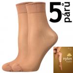 Ponožky dámské silonkové Lady B NYLON socks 20 DEN 5 párů - tmavě béžové