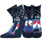 Ponožky dámské Boma Xantipa 43 Sovičky 3 páry (navy, modré, červené)