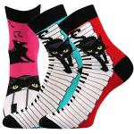 Ponožky dámske Boma Xantipa 48 Mačky 3 páry (ružové, modré, červené)