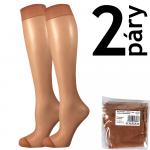 Punčochové podkolenky Lady B NYLON knee-socks v sáčku 20 DEN 2 páry - světle hnědé