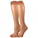 Punčochové podkolenky Lady B NYLON knee-socks v sáčku 20 DEN 2 páry - světle hnědé