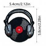 Nášivka nažehlovací Hudební deska se sluchátky 5,8 x 5,4 cm - černá-šedá