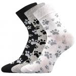 Ponožky dámské Boma Xantipa 50 Tlapky 3 páry (bílé, šedé, černé)
