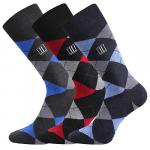Ponožky pánské společenské Lonka Dikarus 3 páry (červené, modré, světle modré)