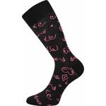Ponožky unisex klasické VoXX Doble Sólo Erotika - čierne-ružové