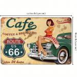 Ceduľa plechová USA Route 66 Cafe - farebná