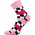 Ponožky tenké dámske Boma Ivana 56 Kocky 3 páry (čierne, zelené, ružové)