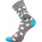Ponožky letné dámske Boma Xantipa 60 Sovičky 3 páry (sivé, čierne, biele)