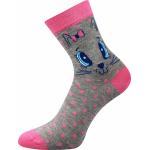 Ponožky slabé dámské Boma Xantipa 63 Zvířátka 3 páry (šedé-červené, šedé-růžové)